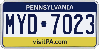 PA license plate MYD7023
