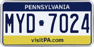 PA license plate MYD7024