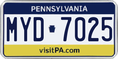 PA license plate MYD7025