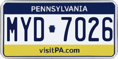 PA license plate MYD7026