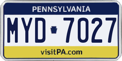 PA license plate MYD7027