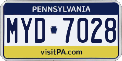 PA license plate MYD7028