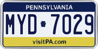 PA license plate MYD7029