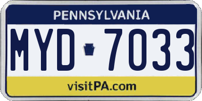 PA license plate MYD7033