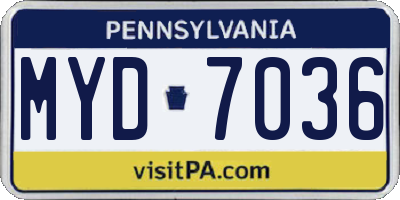 PA license plate MYD7036