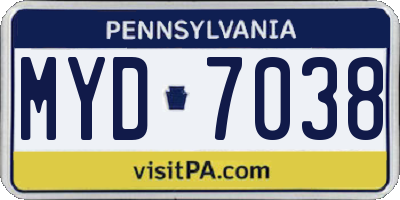 PA license plate MYD7038