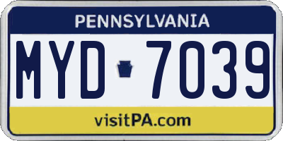 PA license plate MYD7039