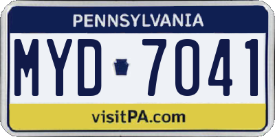 PA license plate MYD7041