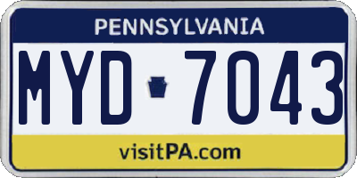 PA license plate MYD7043