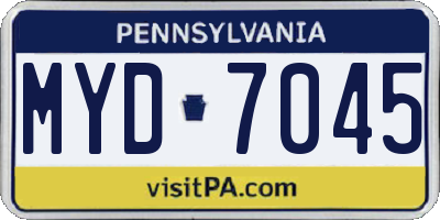 PA license plate MYD7045