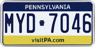 PA license plate MYD7046