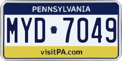 PA license plate MYD7049