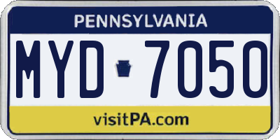PA license plate MYD7050