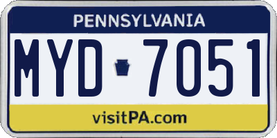 PA license plate MYD7051