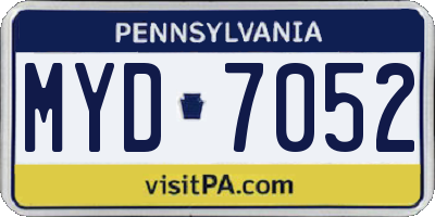 PA license plate MYD7052