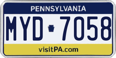 PA license plate MYD7058
