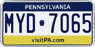 PA license plate MYD7065