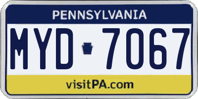 PA license plate MYD7067