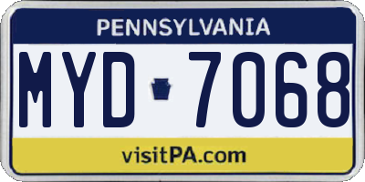 PA license plate MYD7068