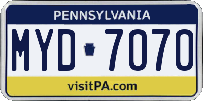PA license plate MYD7070