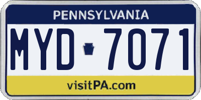 PA license plate MYD7071