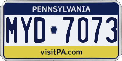 PA license plate MYD7073