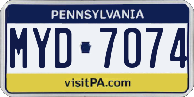 PA license plate MYD7074