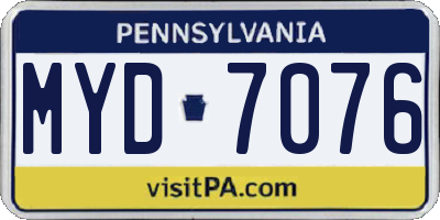 PA license plate MYD7076