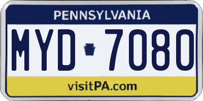 PA license plate MYD7080