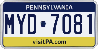 PA license plate MYD7081