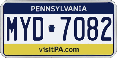 PA license plate MYD7082