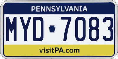 PA license plate MYD7083