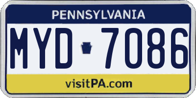 PA license plate MYD7086