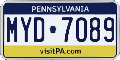 PA license plate MYD7089