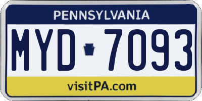 PA license plate MYD7093