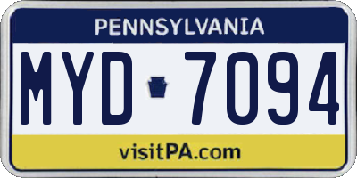 PA license plate MYD7094