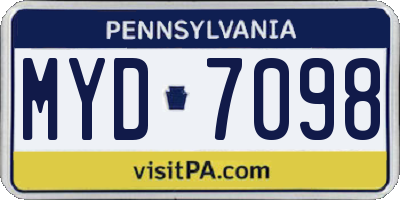 PA license plate MYD7098