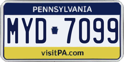 PA license plate MYD7099