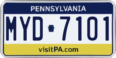 PA license plate MYD7101