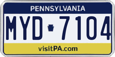 PA license plate MYD7104