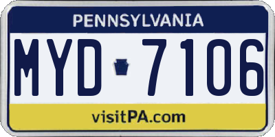 PA license plate MYD7106