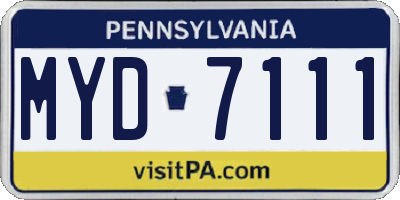 PA license plate MYD7111
