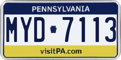 PA license plate MYD7113