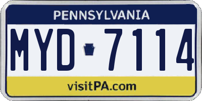 PA license plate MYD7114
