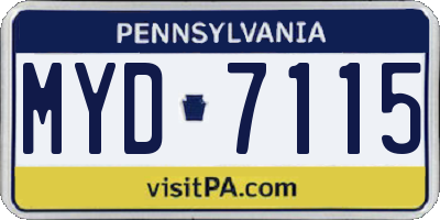PA license plate MYD7115