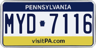 PA license plate MYD7116