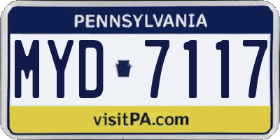 PA license plate MYD7117