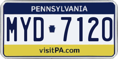 PA license plate MYD7120
