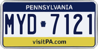 PA license plate MYD7121