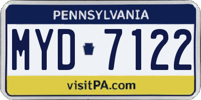 PA license plate MYD7122